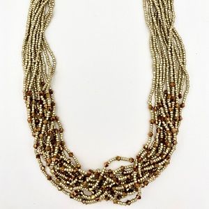 Golden seed beads and crystals necklace